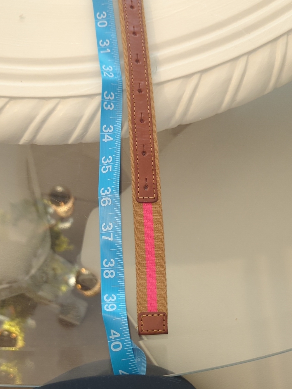 J Crew Skinny Belt Pink Brown Gold Square Buckle - Picture 10 of 11